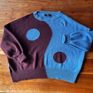 Yin Yang Two-Tone Brown and Blue Dressed in Lala Sweater